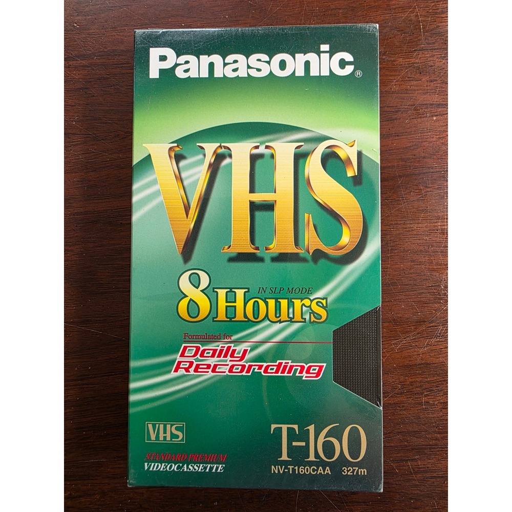 Panasonic T-160 VHS Blank Tape Standard Premium 8 Hour Daily Recording Sealed